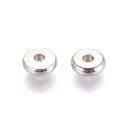 Stainless Steel Spacer Beads Flat Round 7X2mm 12pc